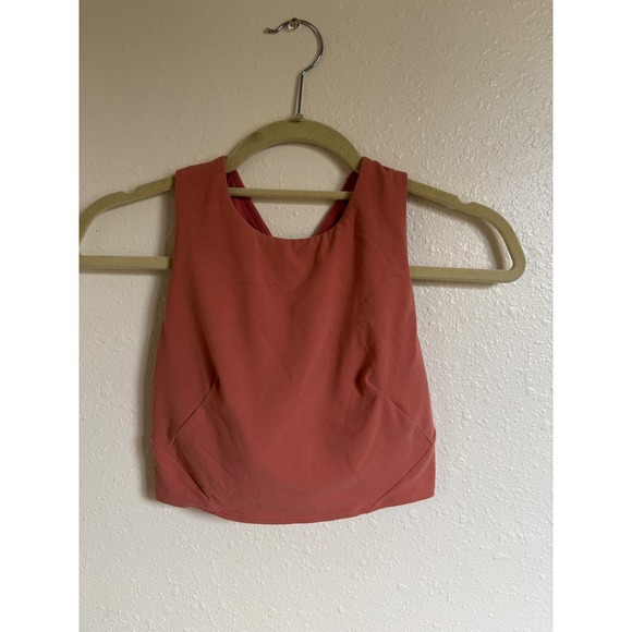 Lululemon Forward Fold Bra Longline Tank Top Cross Back Clay Size 6 - Picture 3 of 7